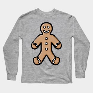 Simple cute cartoon gingerbread man autumn winter digital design illustration Long Sleeve T-Shirt